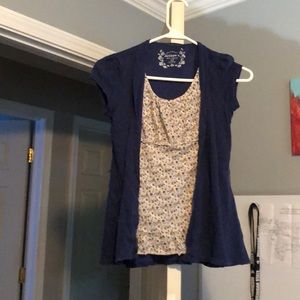 flower pattern shit with attached ‘vest’